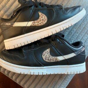 Nike Black and Leopard Print Women's Sneakers
